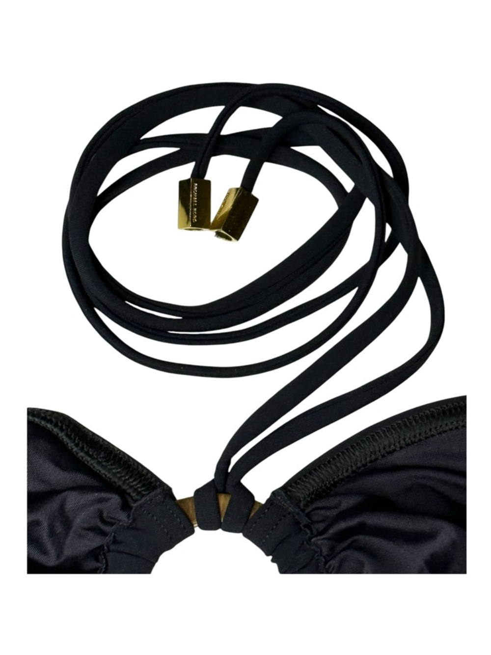 new Michael Kors 𖦹 Luxe Festival Gold Ring Halter Tankini Swim Top 𖦹 Black 𖦹 10 - Picture 8 of 16
